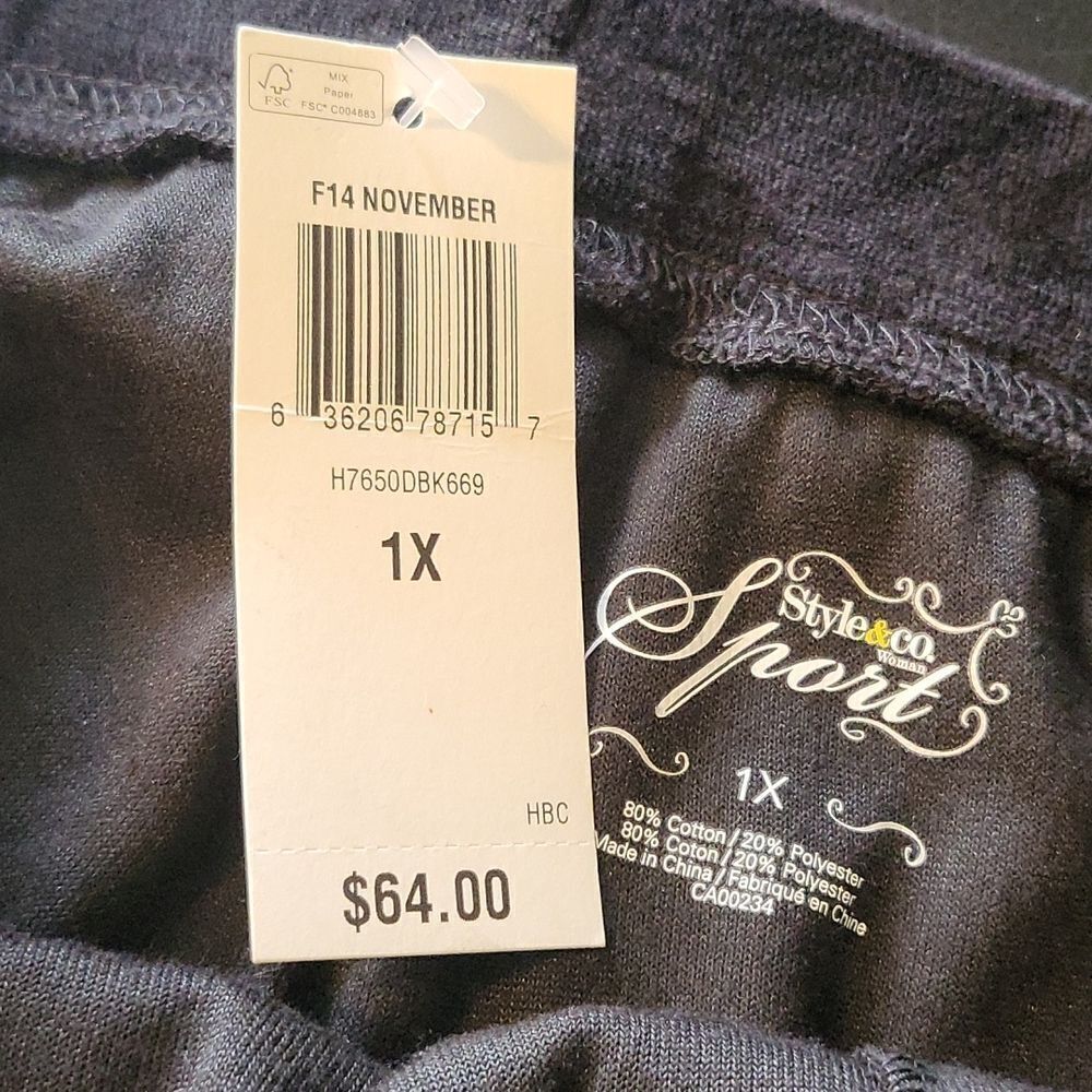 Style And Co. Plus Plus Pull On Stretch Velour Pants - Black - 1X - Picture 6 of 6